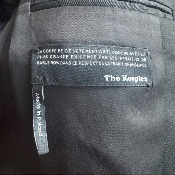 The Kooples Blazer Jacket with Leather Yoke Collar in Black Size 34 US 2 - XS - Picture 3 of 5